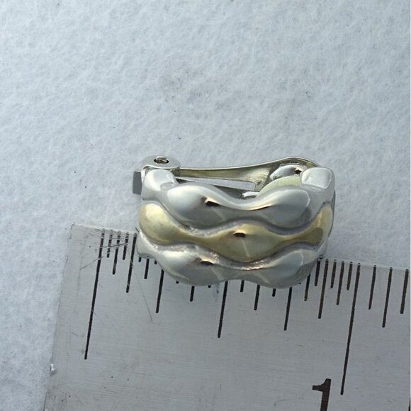 MX Jewelry - MX Signature Collection Two-Tone Silver & Gold Clip-On Earrings